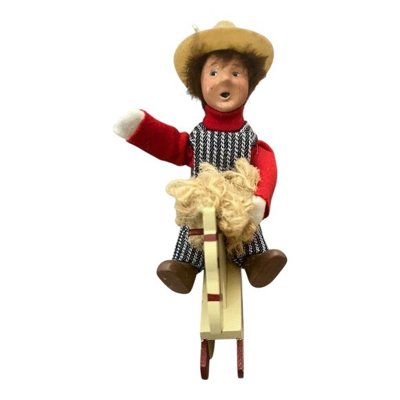 Byers Choice 1992 Toddler In Cowboy Hat On Rocking Horse 7 in Tall - Picture 2 of 6